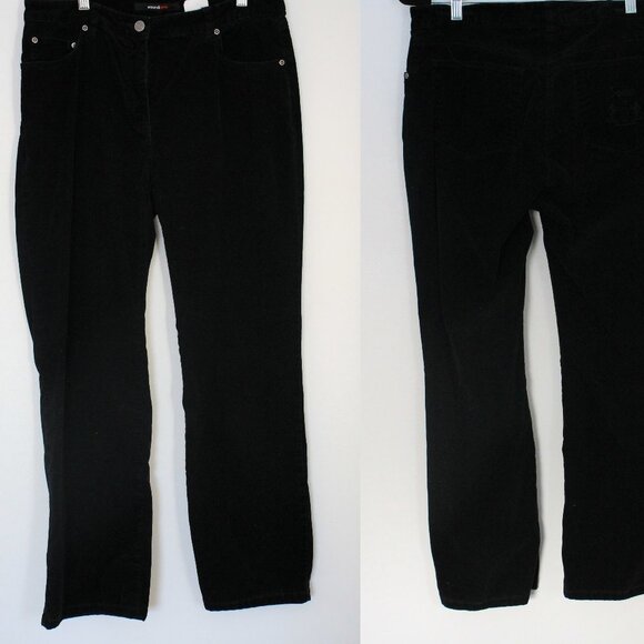 Black velvet pants for women, SOUNDONE straight leg loose fit, Cotton - Picture 1 of 4